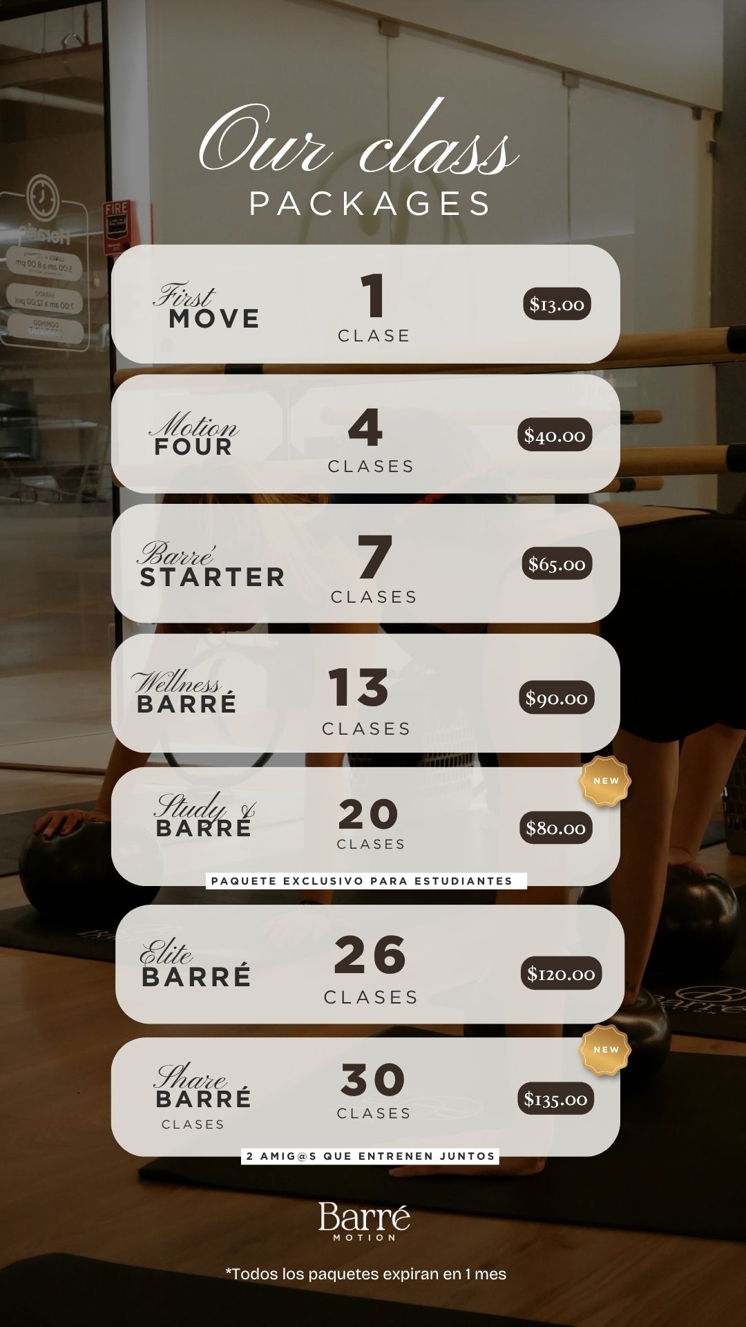 Instagram story created for Barré Motion