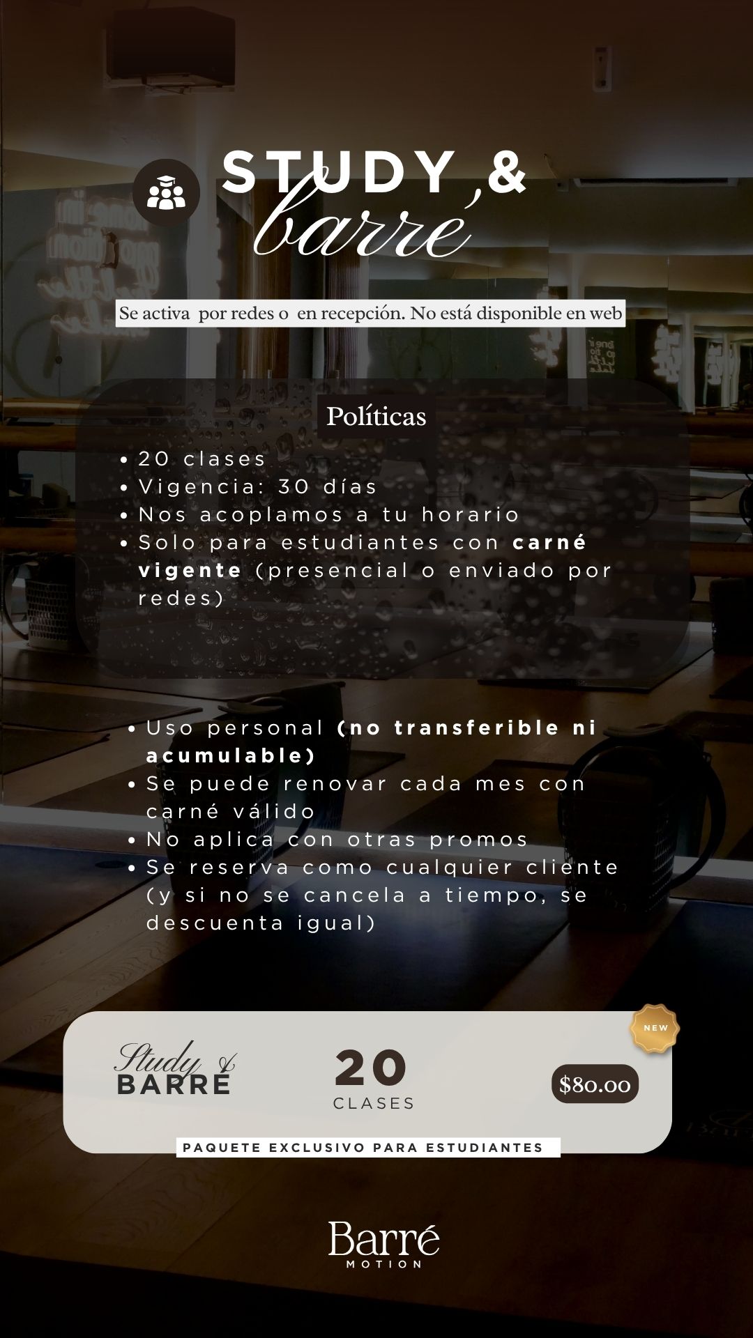 Instagram story created for Barré Motion