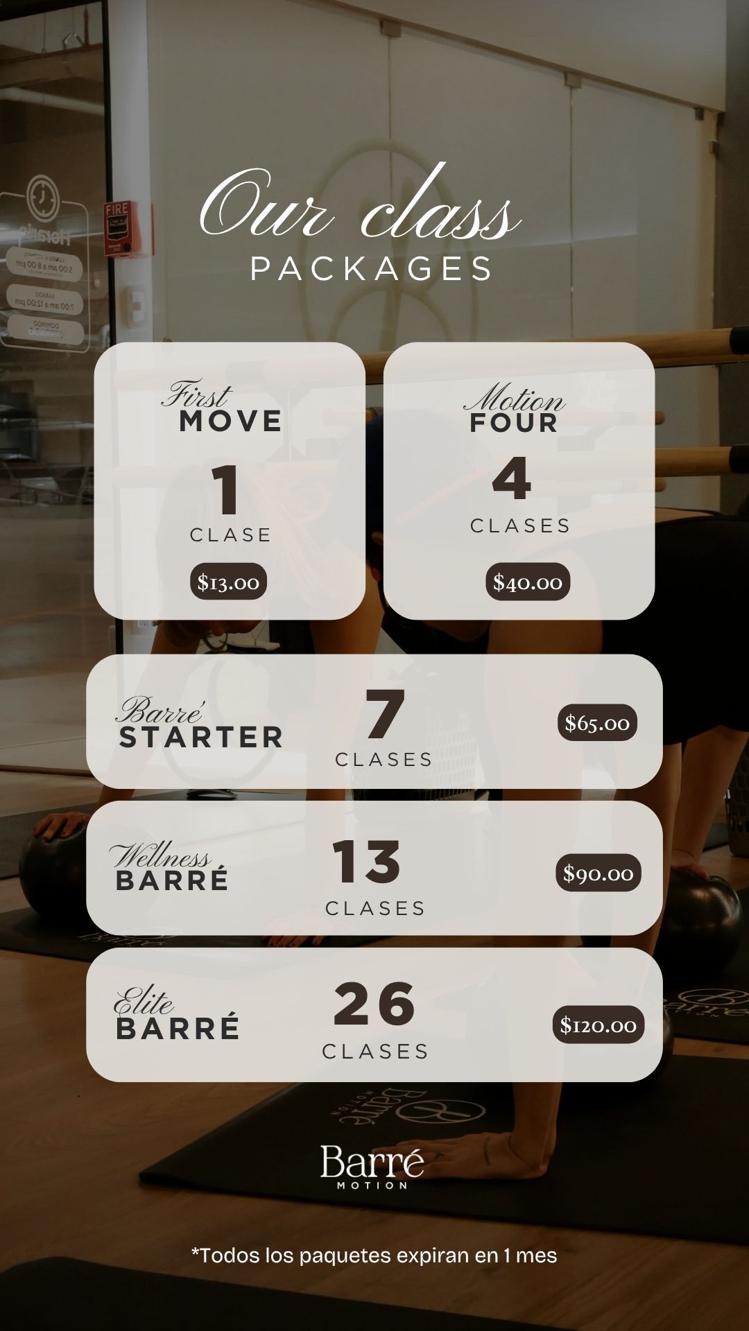 Instagram story created for Barré Motion