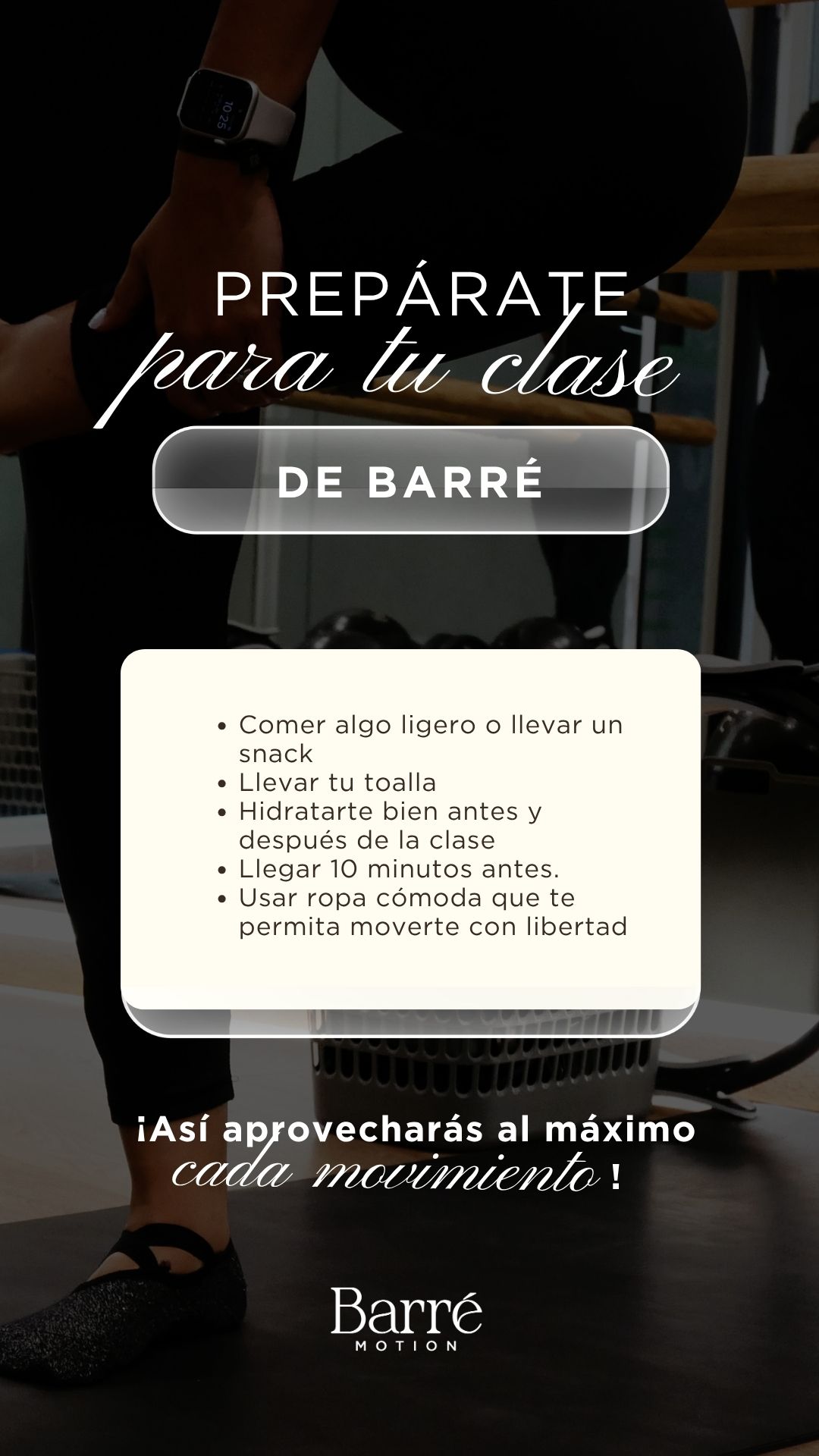 Instagram story created for Barré Motion